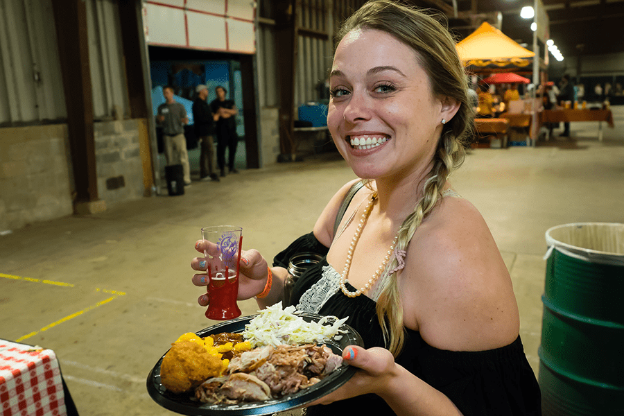 girl smiling with food